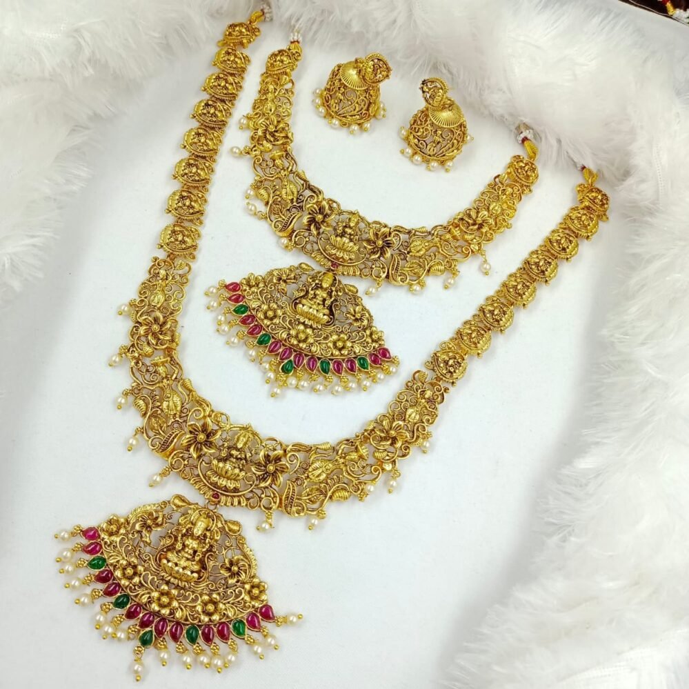 Multi Color Temple Design Matte Finish Combo Jewelry Set