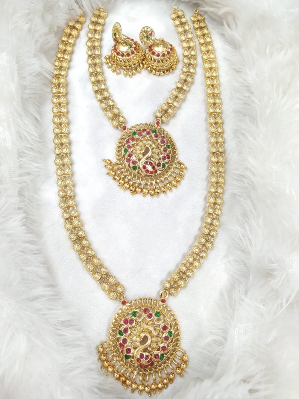 Multi-Color Peacock Jewelry Matte Finish Combo Set