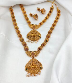 Multi Color Peacock Design Temple Jewelry Combo Set