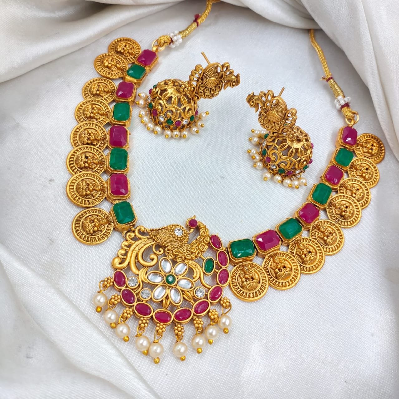 WhatsApp Image 2024-11-03 at 6.46.10 PM (2) premium quality matte finish necklace set - Image 1