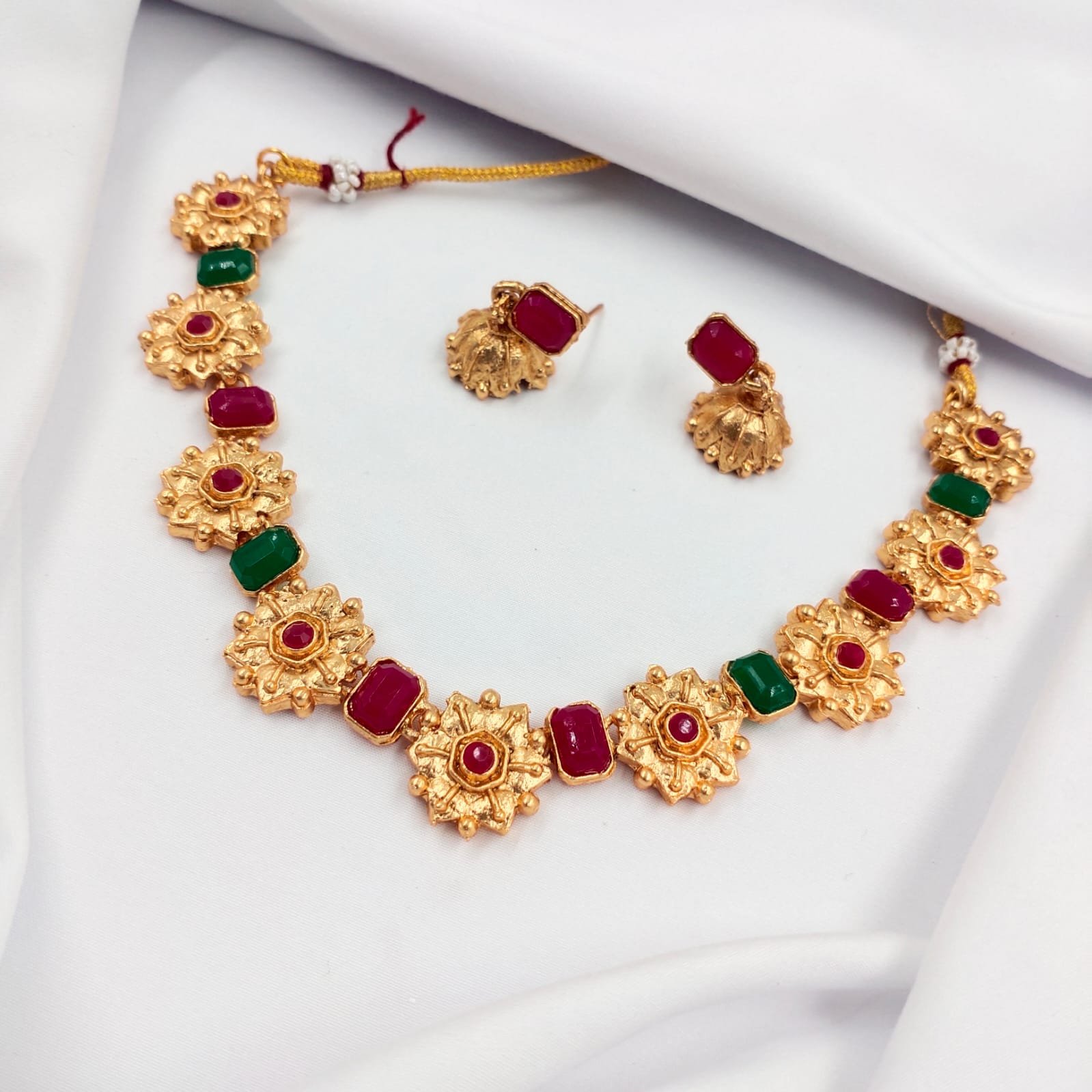 WhatsApp Image 2024-11-03 at 6.46.25 PM premium quality matte finish necklace set - Image 1